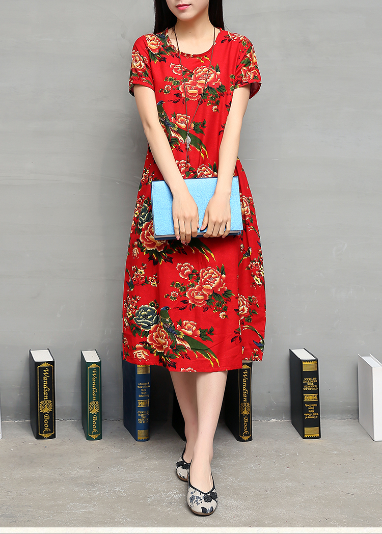 FF-116 Charming Floral Dress Red