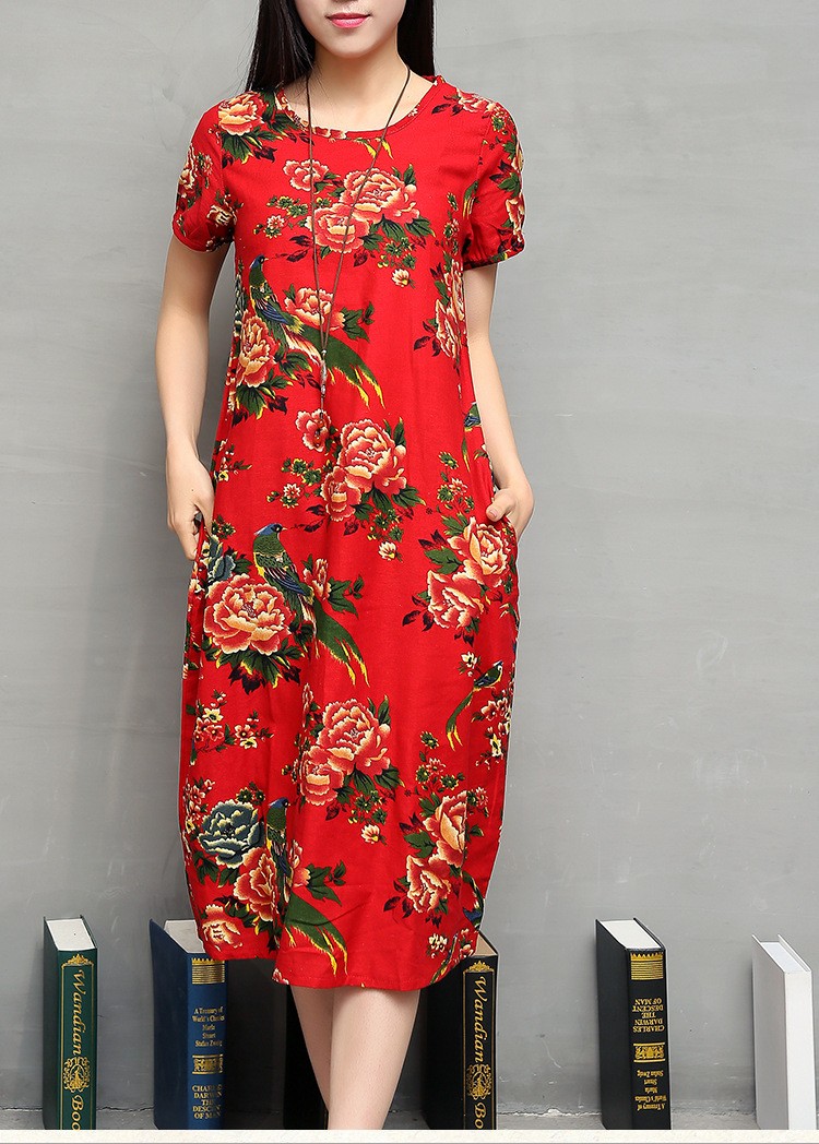 FF-116 Charming Floral Dress Red