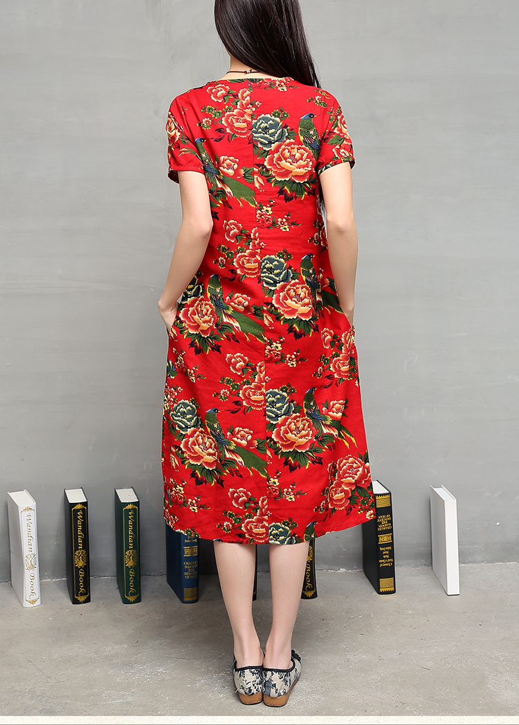 FF-116 Charming Floral Dress Red