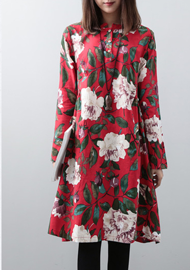 FF-120 Lovely Floral Dress Red