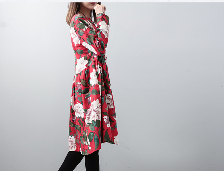 FF-120 Lovely Floral Dress Red