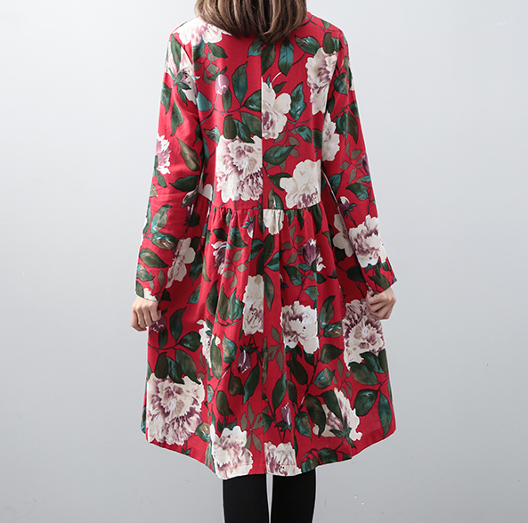 FF-120 Lovely Floral Dress Red