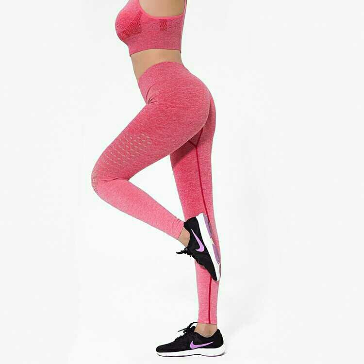 BAWP02 OMBRE SUPER SOFT BUTTLIFTER HIGH WAISTED SEAMLESS LEGGINGS - RED