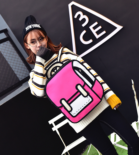ST-634 Cartoon Backpack Dark Pink