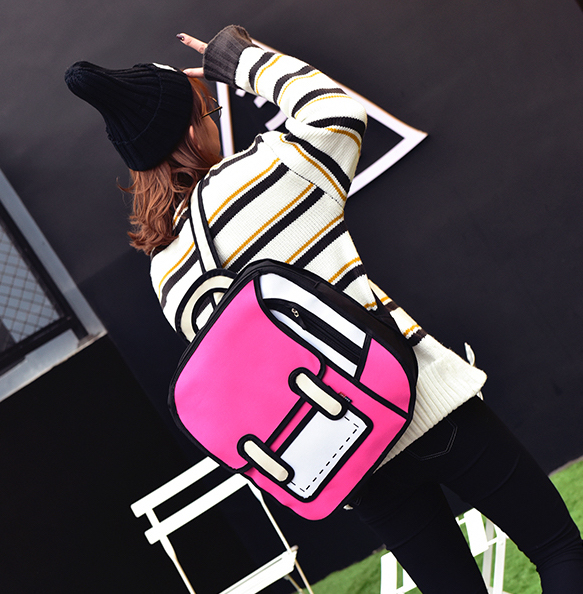 ST-634 Cartoon Backpack Dark Pink