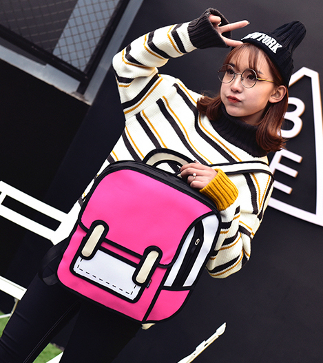 ST-634 Cartoon Backpack Dark Pink