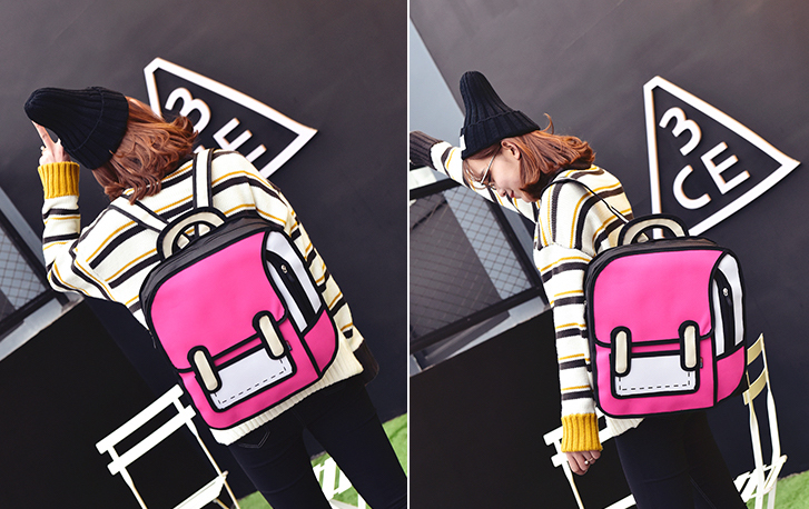 ST-634 Cartoon Backpack Dark Pink