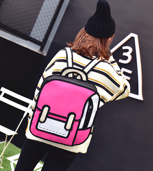 ST-634 Cartoon Backpack Dark Pink
