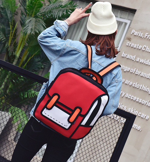 ST-634 Cartoon Backpack Red