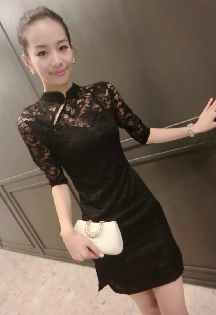 ST-663 Stylish Cheongsam Black