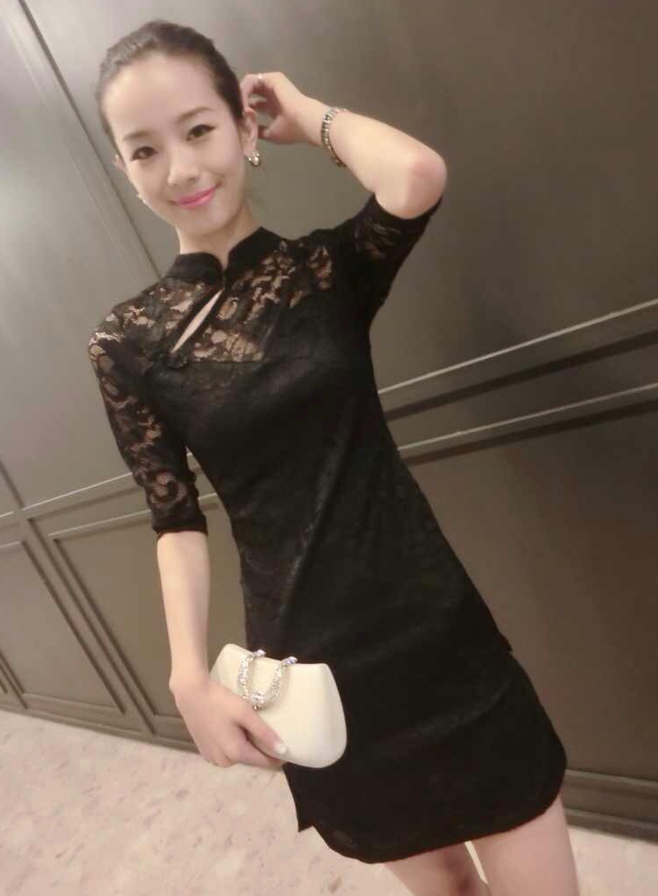 ST-663 Stylish Cheongsam Black