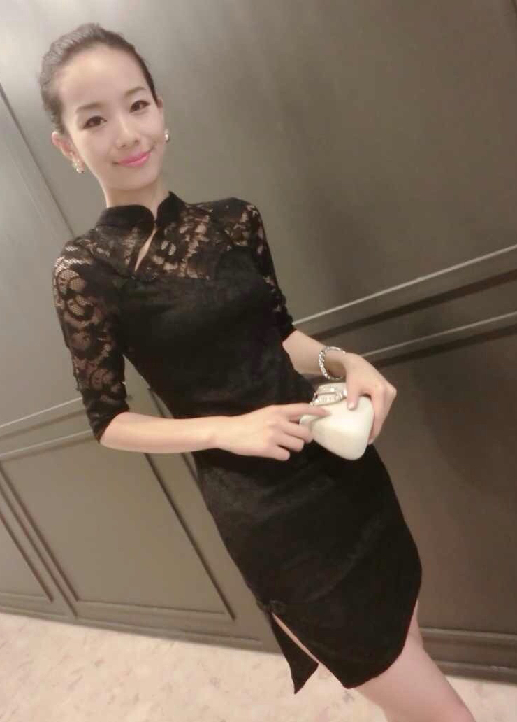 ST-663 Stylish Cheongsam Black