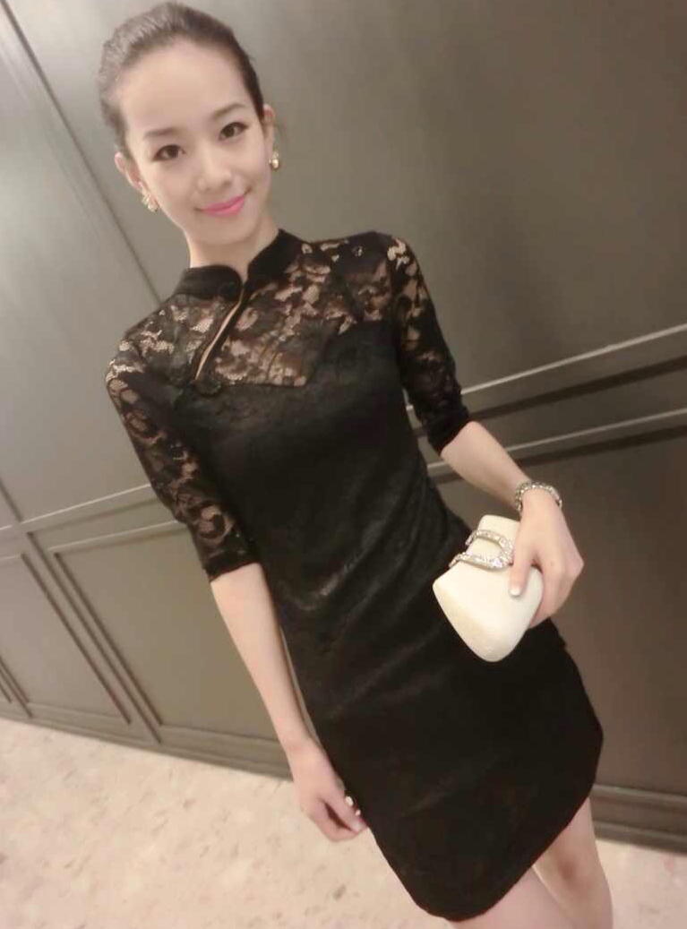 ST-663 Stylish Cheongsam Black