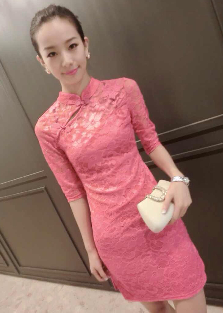 ST-663 Stylish Cheongsam Pink