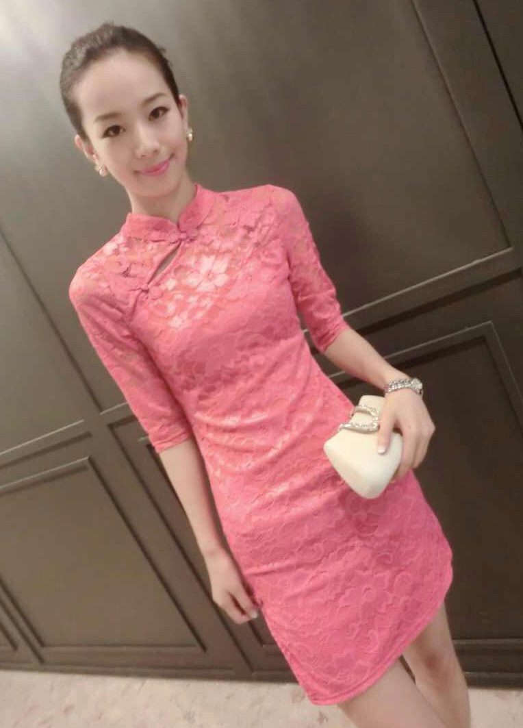 ST-663 Stylish Cheongsam Pink