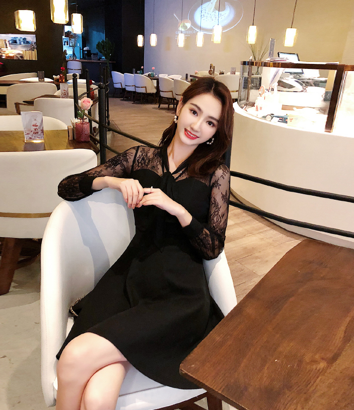FF-125 Elegant Lace Dress Black
