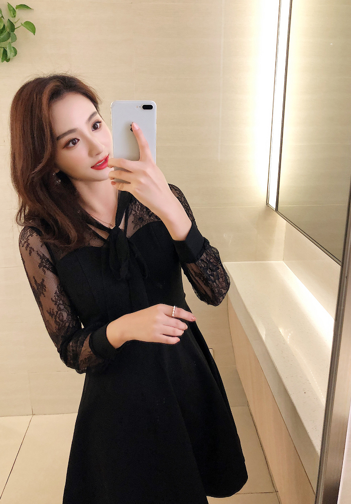 FF-125 Elegant Lace Dress Black