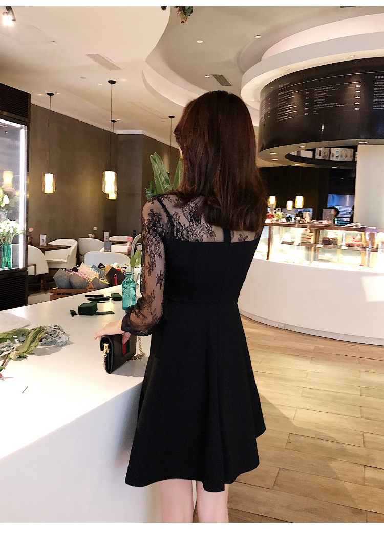 FF-125 Elegant Lace Dress Black