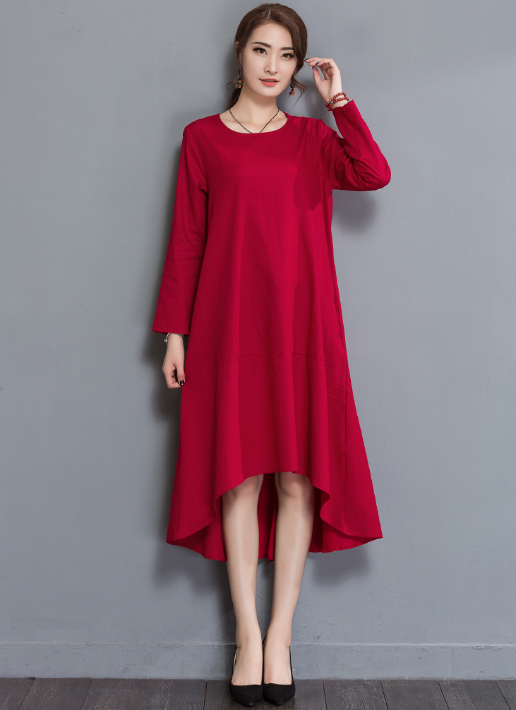 FF-131 Classic Loose Dress Red