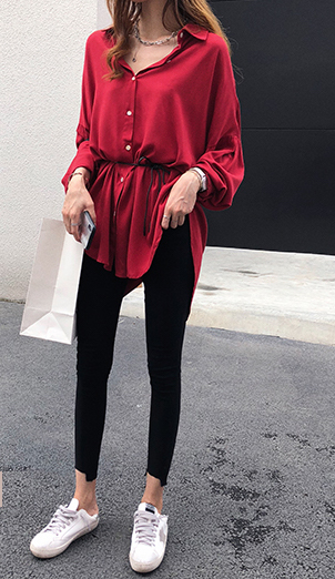 FF-135 Fashion Long Top Red