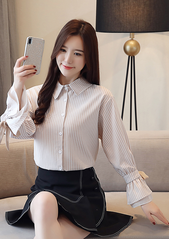 FF-141 Charming Stripe OL Top Almond