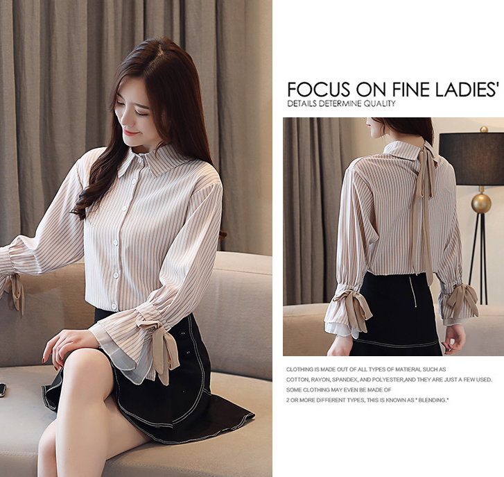 FF-141 Charming Stripe OL Top Almond
