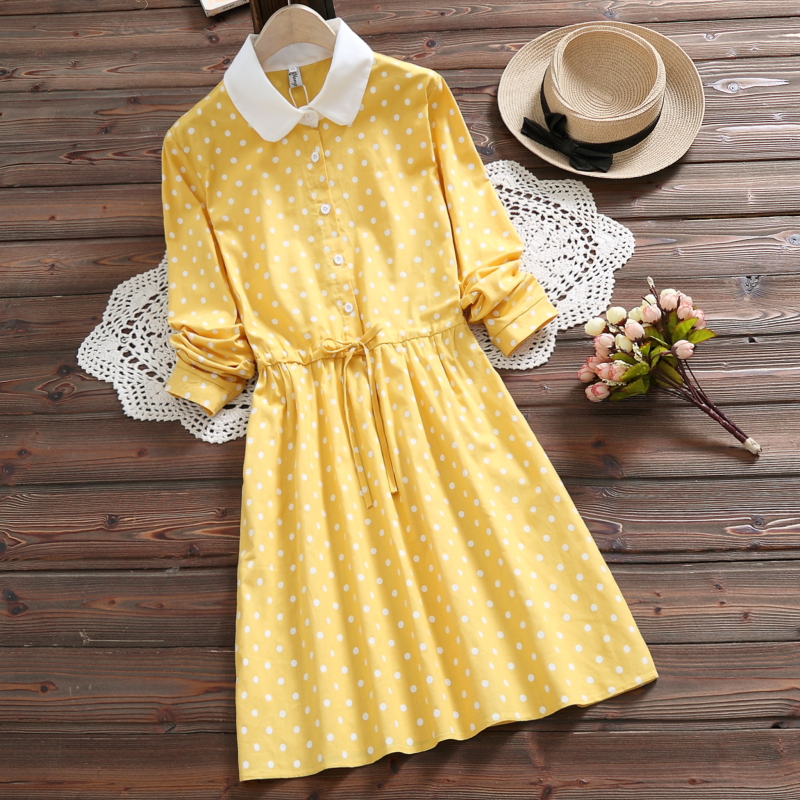 FF-143 Sweet Polka Dot Dress Yellow