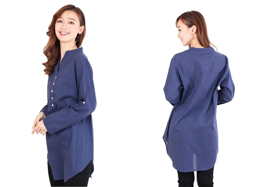 QA-513 Women's Casual Blouse Navy Blue