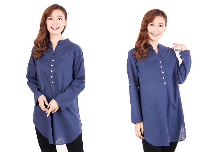 QA-513 Women's Casual Blouse Navy Blue