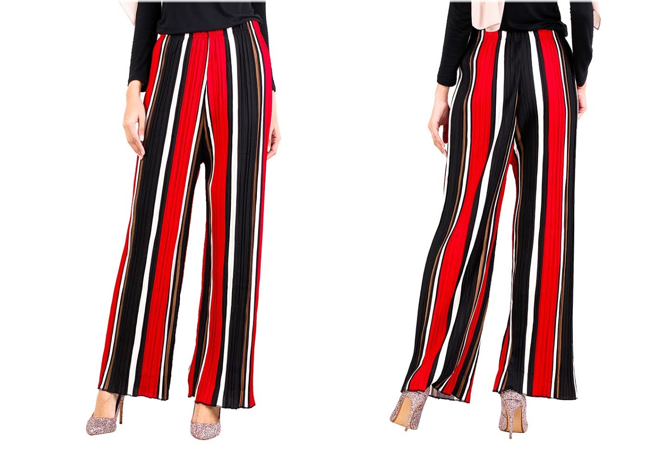 QA-519 Multicolor Striped Pants Red Black