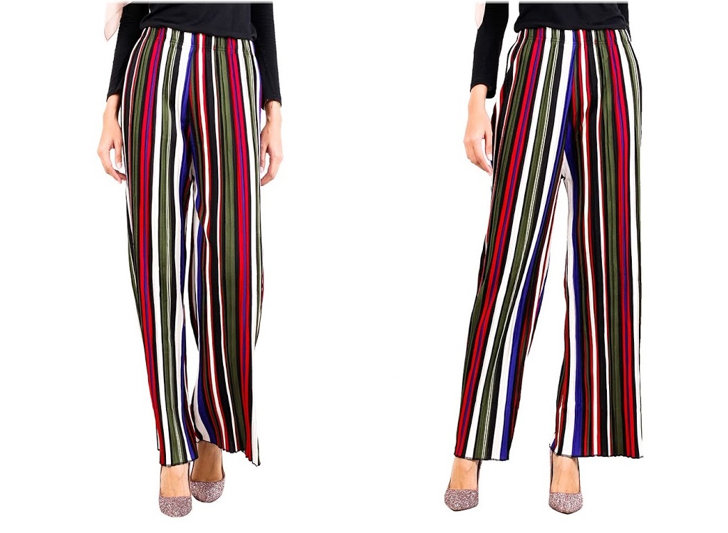 QA-519 Multicolor Striped Pants Green Multi