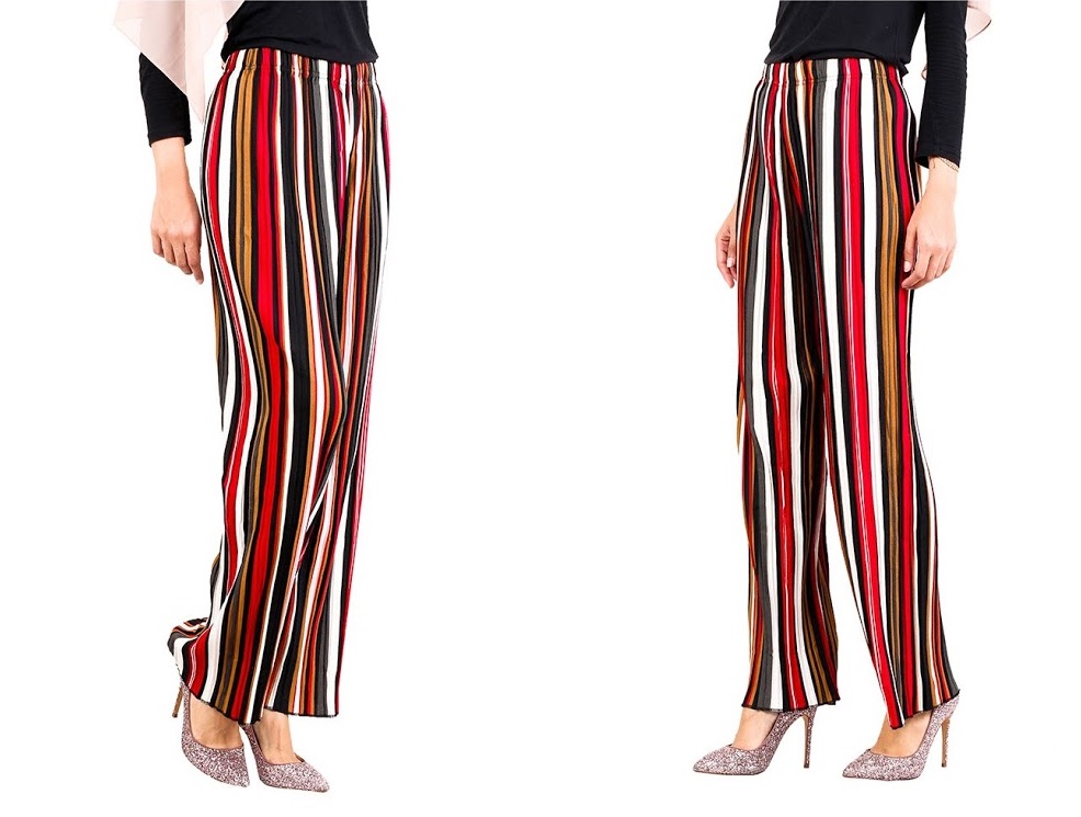 QA-519 Multicolor Striped Pants Orange Multi