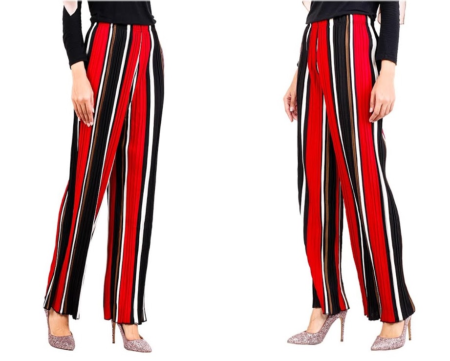 QA-519 Multicolor Striped Pants Red Black