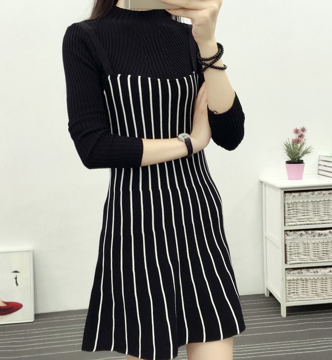 ZL735 Trendy Strap Dress Black