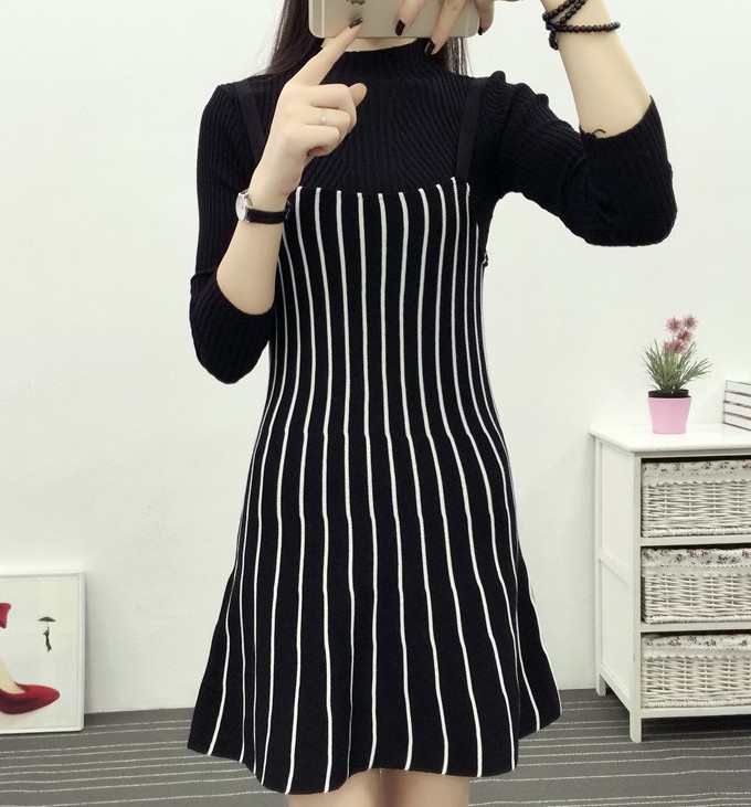 ZL735 Trendy Strap Dress Black