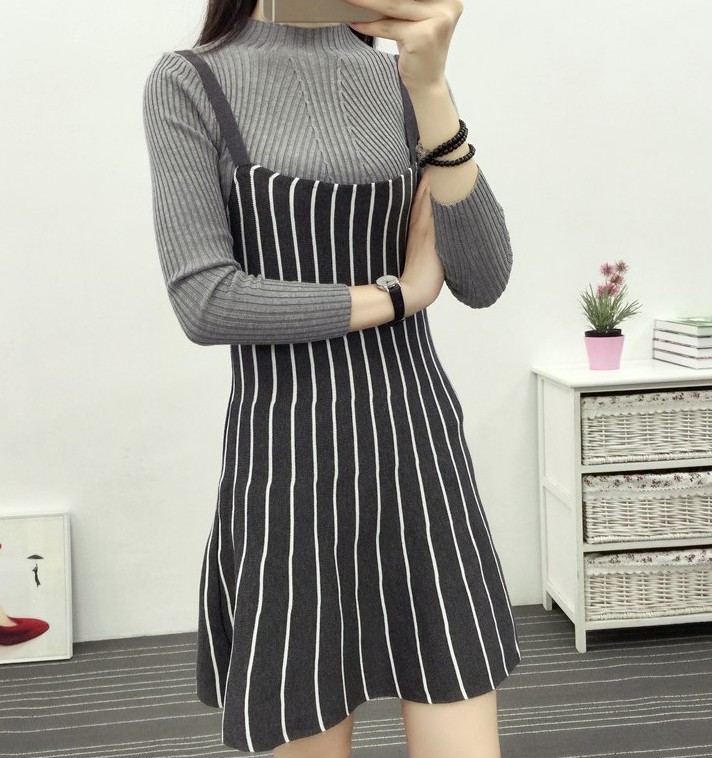 ZL735 Trendy Strap Dress Grey