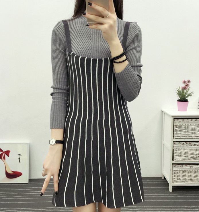 ZL735 Trendy Strap Dress Grey