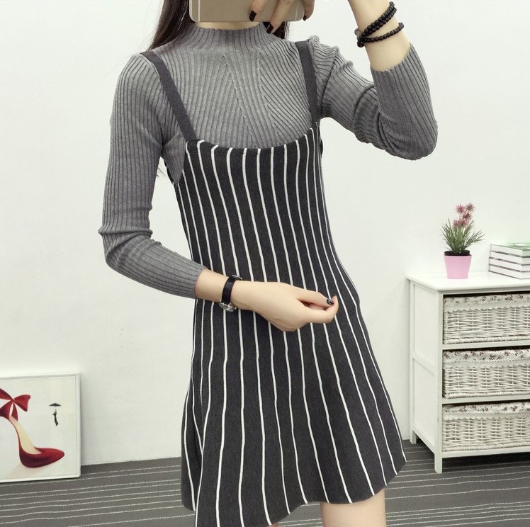 ZL735 Trendy Strap Dress Grey