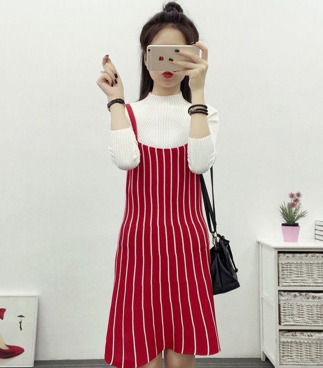 ZL735 Trendy Strap Dress Red