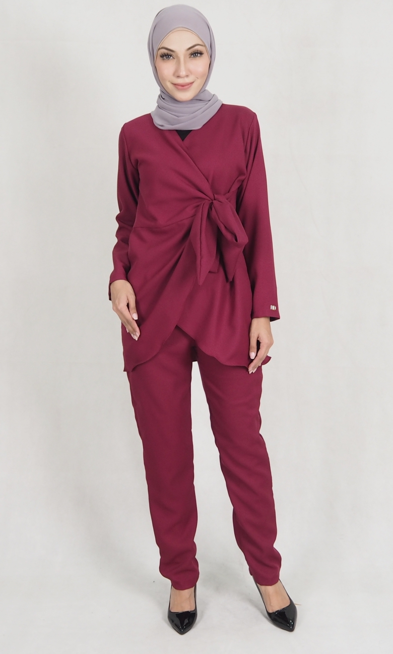 SW5157 Fashion Top & Pant Set Maroon