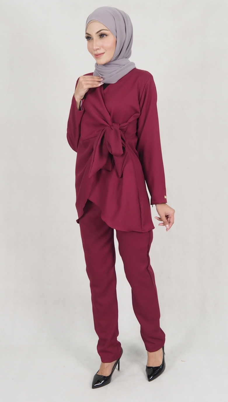 SW5157 Fashion Top & Pant Set Maroon