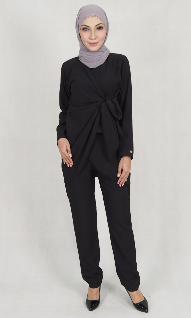 SW5158 Top & Pant Set (Plus Size) Black