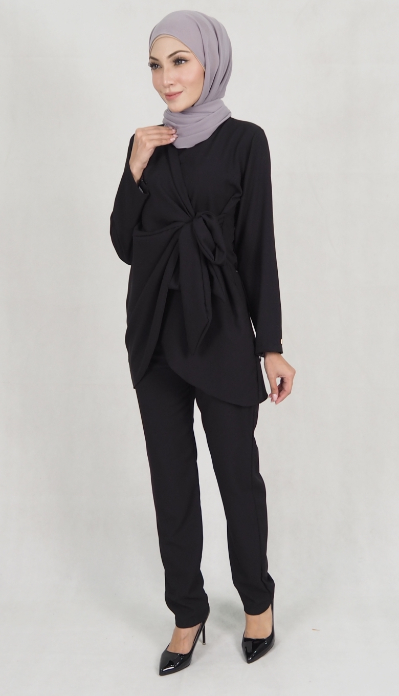 SW5158 Top & Pant Set (Plus Size) Black