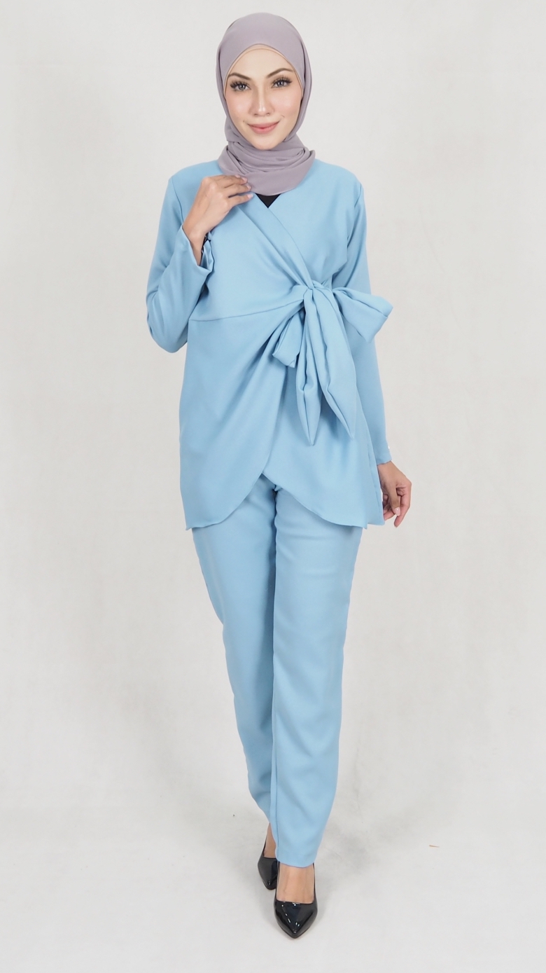 SW5158 Top & Pant Set (Plus Size) Light Blue