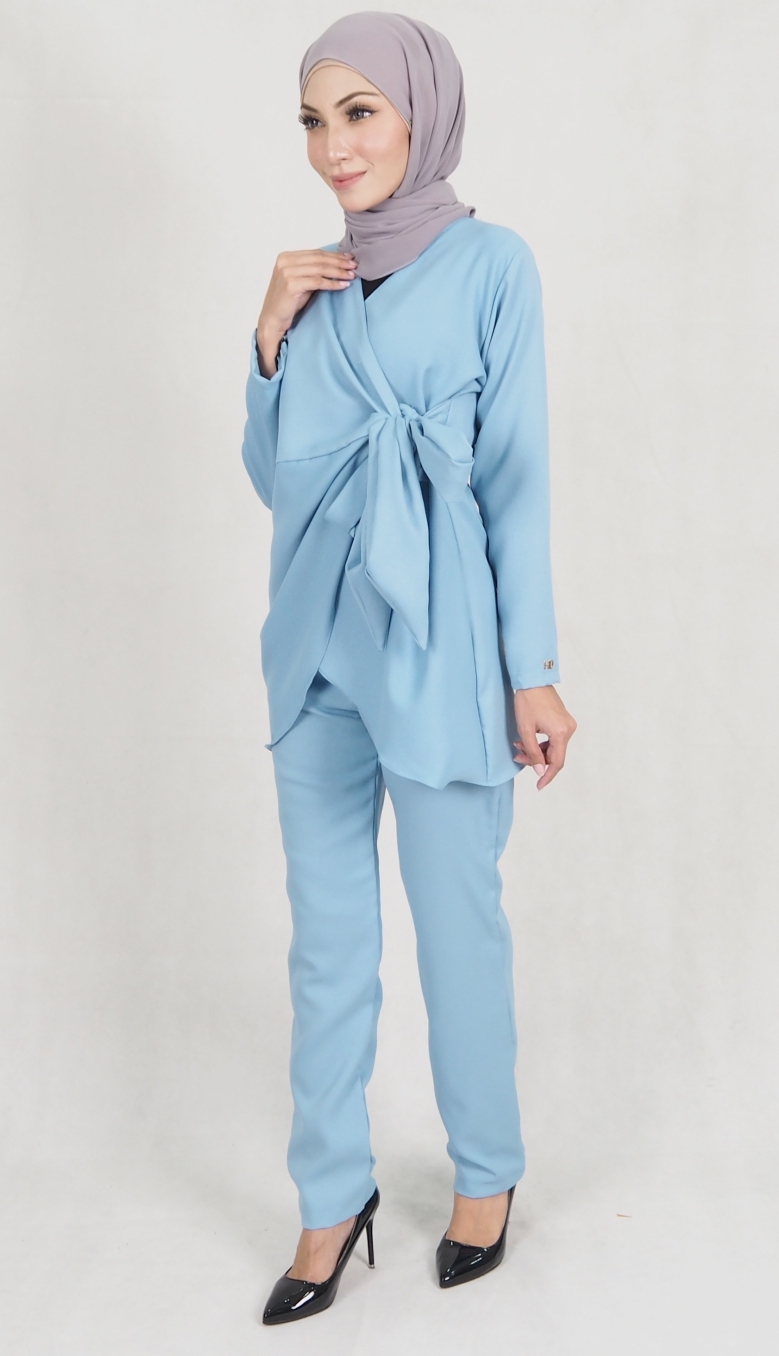 SW5158 Top & Pant Set (Plus Size) Light Blue