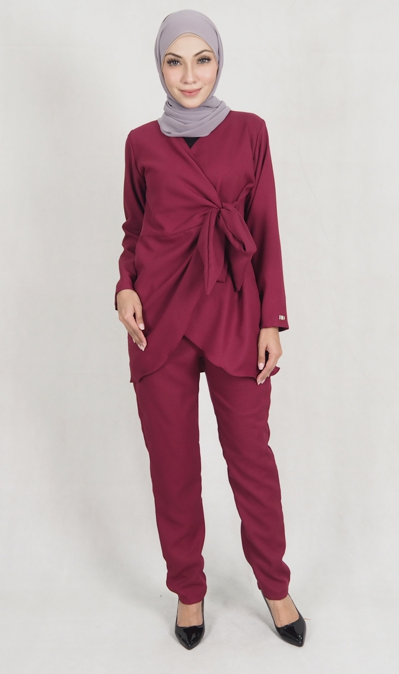 SW5158 Top & Pant Set (Plus Size) Maroon