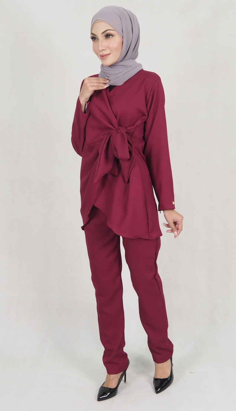 SW5158 Top & Pant Set (Plus Size) Maroon