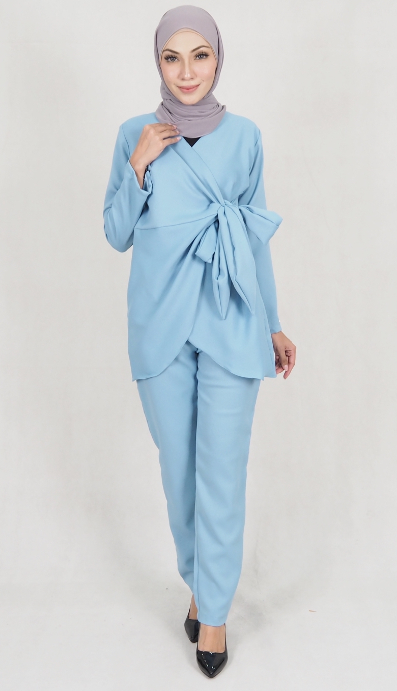 SW5159 Top & Pant Set (Plus Size) Light Blue