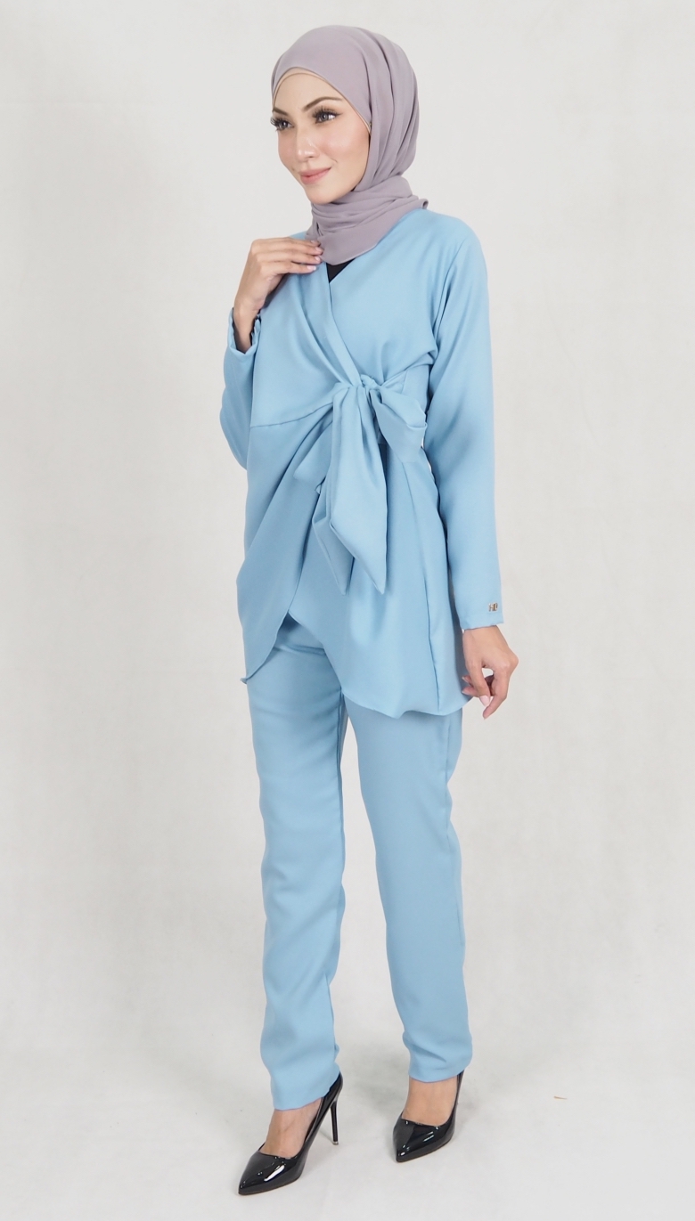 SW5159 Top & Pant Set (Plus Size) Light Blue