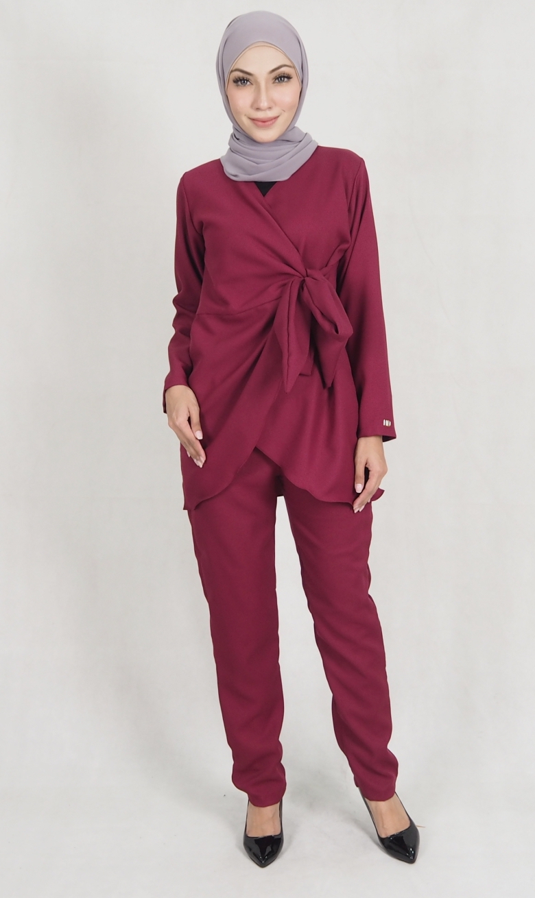 SW5159 Top & Pant Set (Plus Size) Maroon